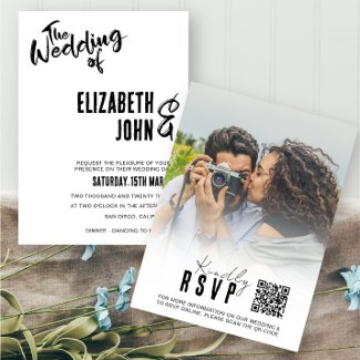 Elegant QR Code RSVP Minimalist Photo Wedding