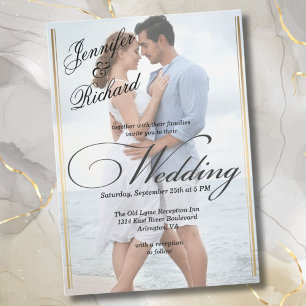 Elegant QR Code RSVP Photo Modern Wedding Invitation