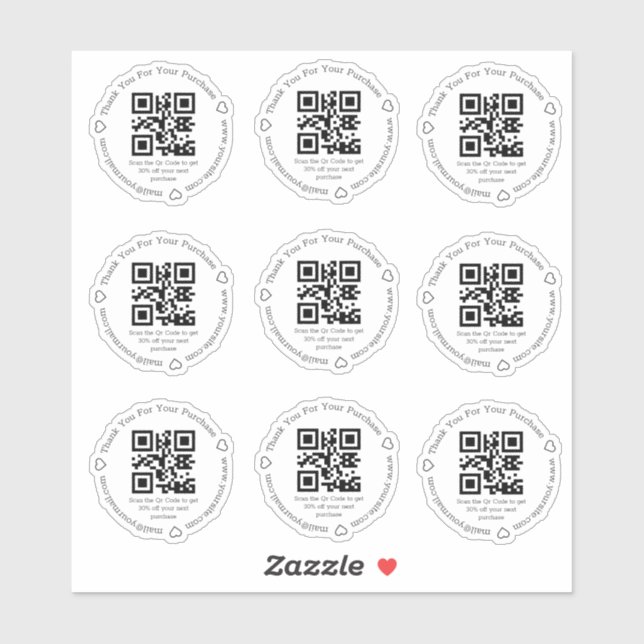 elegant qr code small business discount thank you sticker (Sheet)