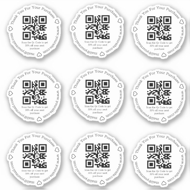 elegant qr code small business discount thank you sticker (Front)
