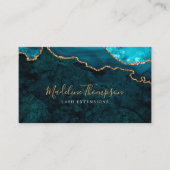 Elegant QR Code Teal Green Marble Agate Geode Business Card (Front)
