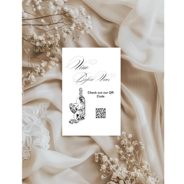 Elegant Qr Code Vino Before Vows Bridal Shower Enclosure Card (Creator Uploaded)