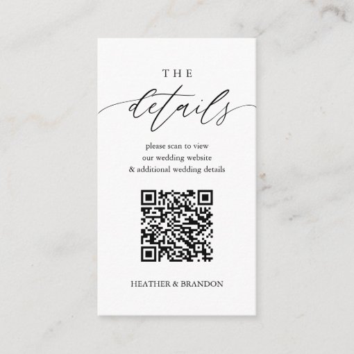 Elegant QR Code Wedding Details Enclosure Card | Zazzle