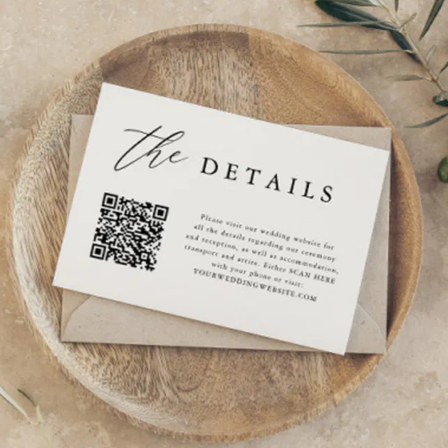 Elegant QR Code Wedding Digital Details Invitation | Zazzle
