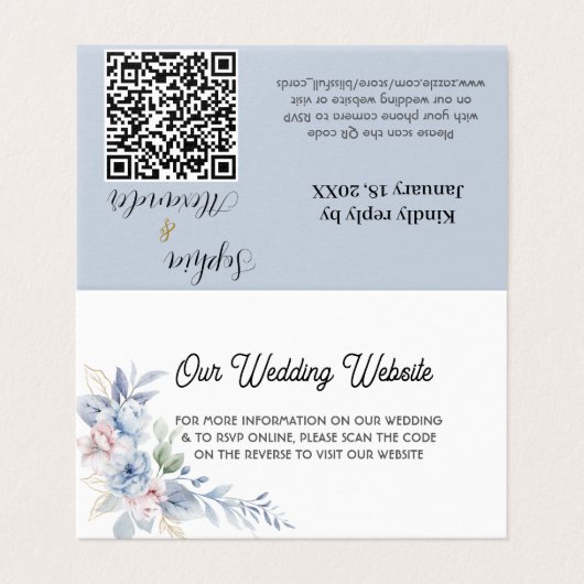 Elegant QR Code Wedding Invitation - Folded Place (Outside Unfolded)