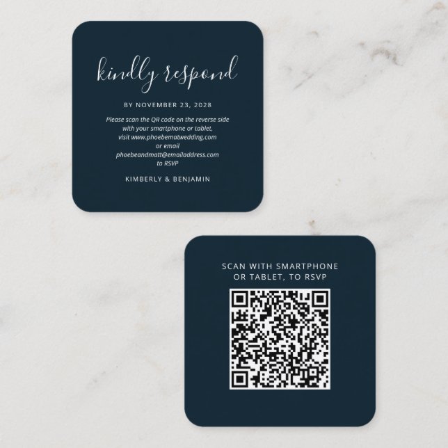 Elegant QR Code Wedding Response RSVP Card (Front/Back)