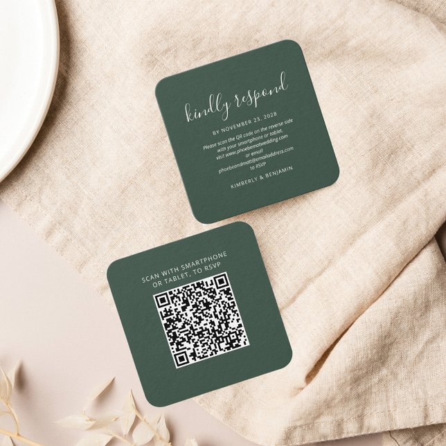 Elegant QR Code Wedding Response RSVP Card (Minimalist QR Code Wedding Response Card)