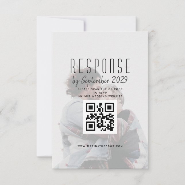 Elegant QR Code Wedding RSVP Card (Front)