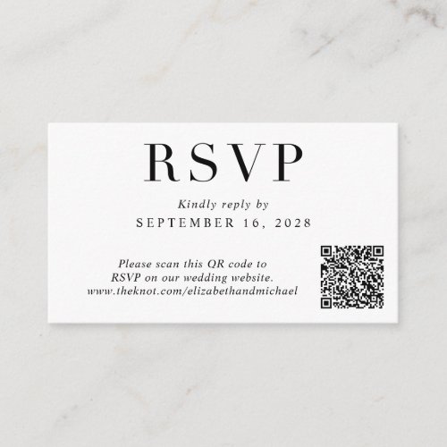 Elegant QR Code Wedding RSVP Enclosure Card