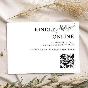 Elegant QR Code Wedding RSVP Online, Script Enclosure Card