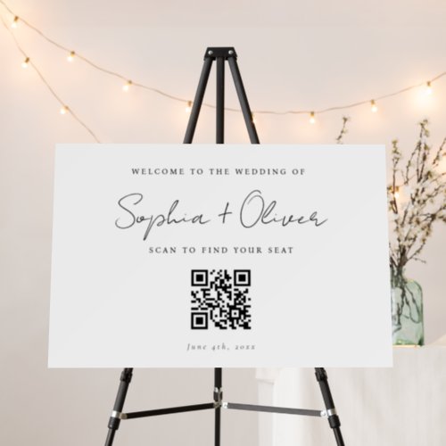 Elegant QR Code Wedding Seating Chart Foam Board