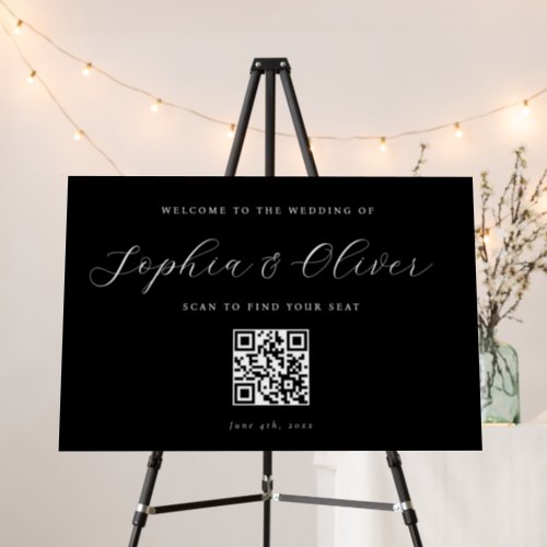 Elegant QR Code Wedding Seating Chart Foam Board