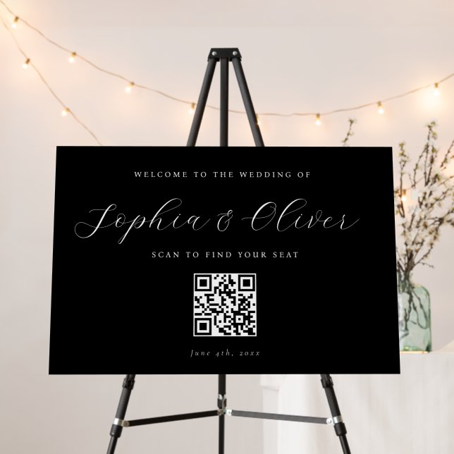Elegant QR Code Wedding Seating Chart Foam Board (In Situ (Stand))