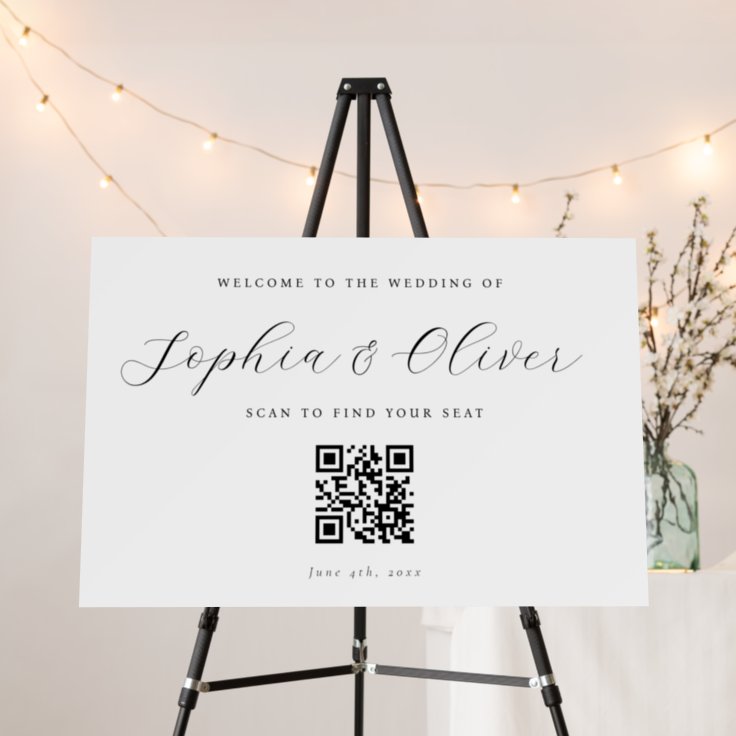 elegant-qr-code-wedding-seating-chart-foam-board-zazzle