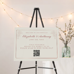 Elegant QR Code Wedding Seating Chart Sign