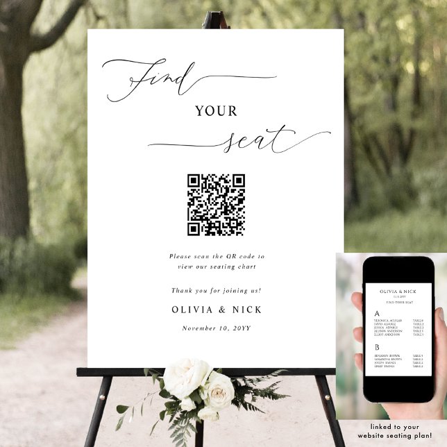 Elegant QR Code Wedding Seating Plan Sign (Creator Uploaded)