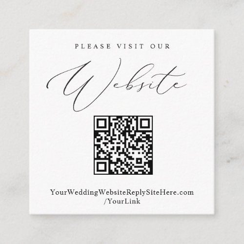 Elegant QR Code Wedding Website Enclosure Card