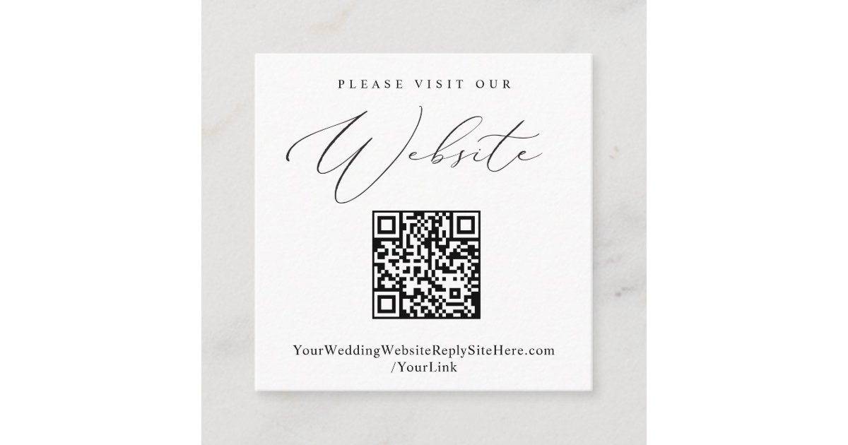 Elegant QR Code Wedding Website Enclosure Card Zazzle