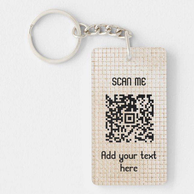 Elegant QR Code Your Logo Gold Business Keychain (Front)