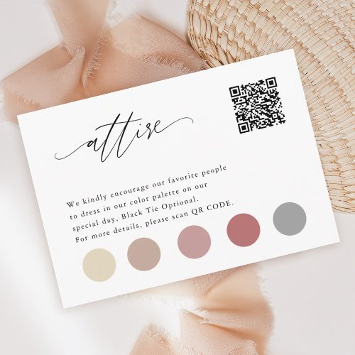 Elegant QT Wedding Color Palette Attire Cards