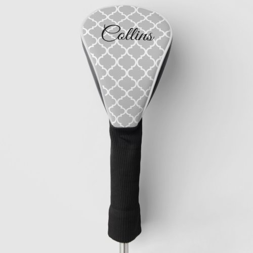 Elegant quatrefoil pattern golf head driver cover