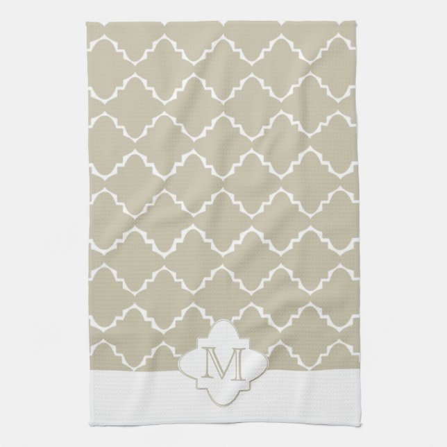 Elegant Quatrefoil Pattern - Latte White Kitchen Towel (Vertical)