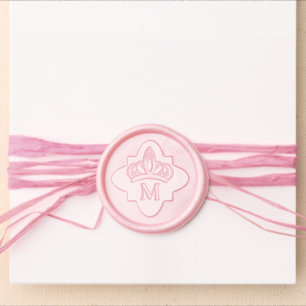 Elegant Quatrefoil Symbol with Crown and Monogram Wax Seal Sticker