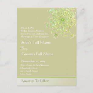Elegant Queen Anne's Lace Wedding Invitation Postcard