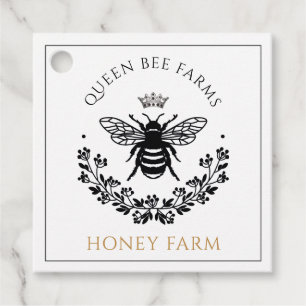Elegant Queen Bee Black White Gold Business Favor Tags