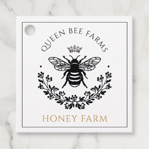 Elegant Queen Bee Black White Gold Business   Favor Tags
