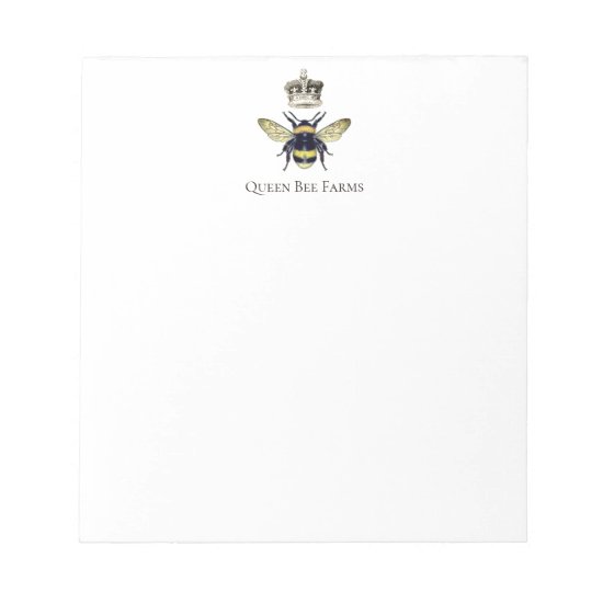 Elegant Queen Bee Crown Farm Apiary Notepad