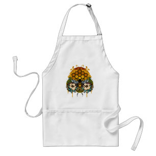 Elegant Queen Bee Floral Honeycomb Garden Art Adult Apron