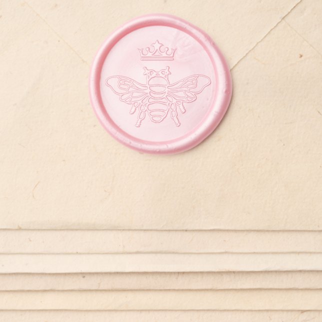 Elegant Queen Bee with Crown Bumblebee Honeybee Wax Seal Sticker (Front)