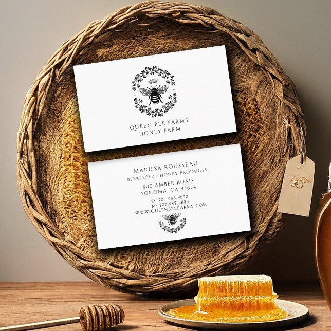 Elegant Queen Honey Bee Apiary Beekeeper Business Card (Creator Uploaded)