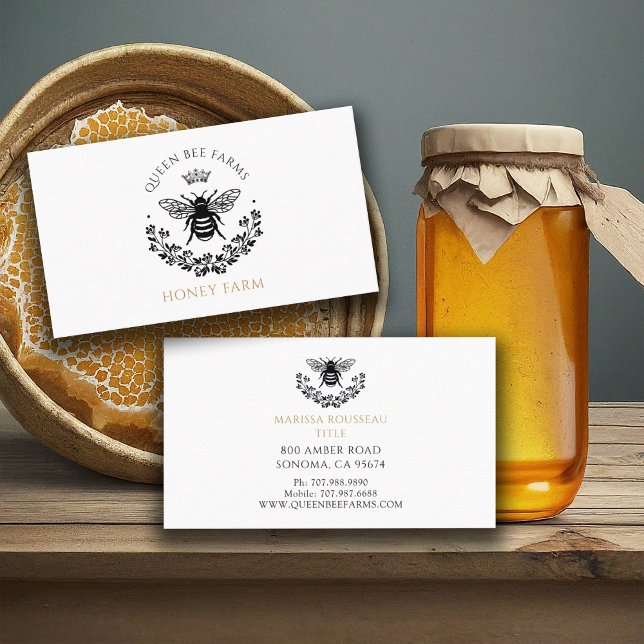 Elegant Queen Honey Bee Black Gold Business Card (Creator Uploaded)