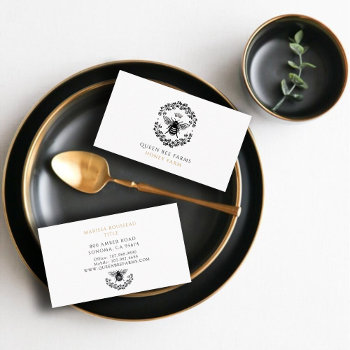 Elegant Queen Honey Bee Black White Gold  Business Card by PersonOfInterest at Zazzle