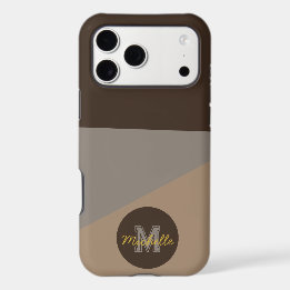 Elegant Quiet Luxury Brown & Beige Custom Name iPhone 17 Pro Max Case