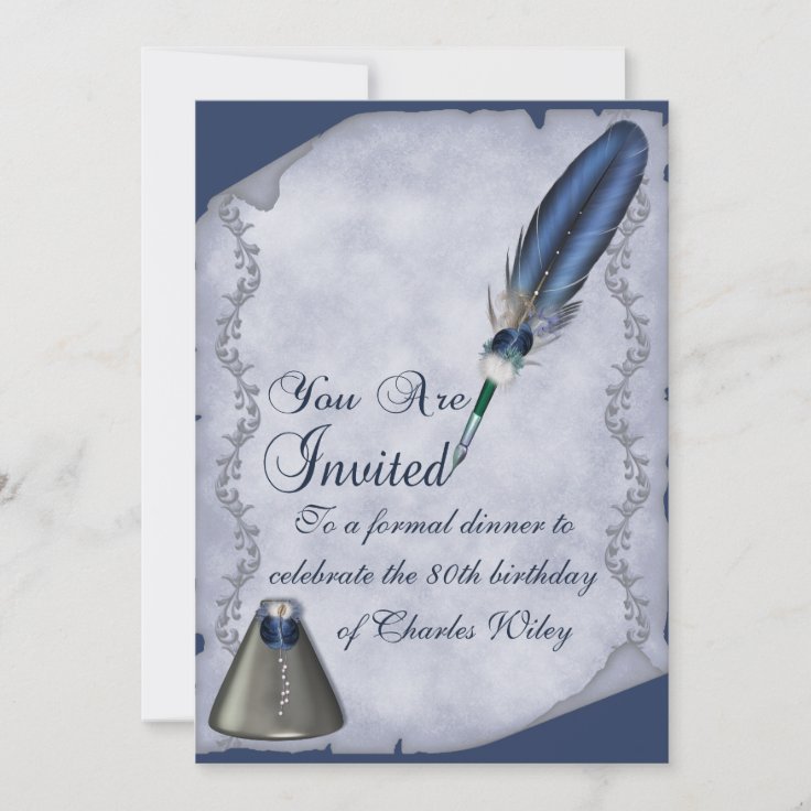 Elegant Quill and Inkwell Invitation Zazzle