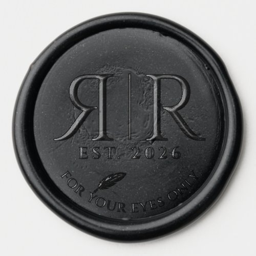Elegant Quill Mirrored Monogram Est. Date Wax Seal Sticker