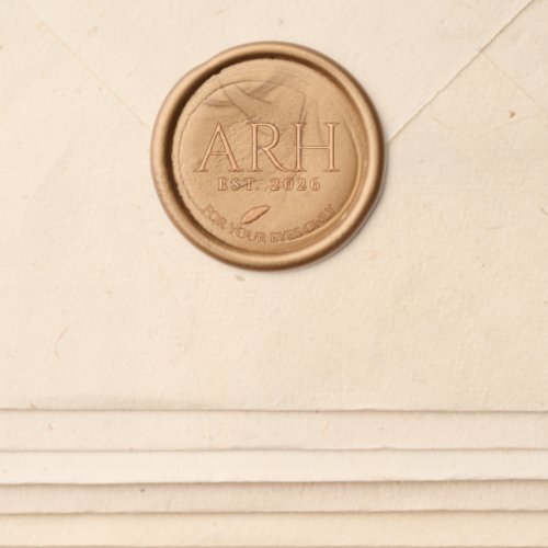 Elegant Quill Three Letter Monogram Est. Date Wax Seal Sticker