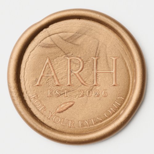 Elegant Quill Three Letter Monogram Est. Date Wax Seal Sticker