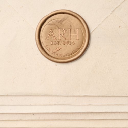 Elegant Quill Three Letter Monogram Est. Date Wax Seal Sticker