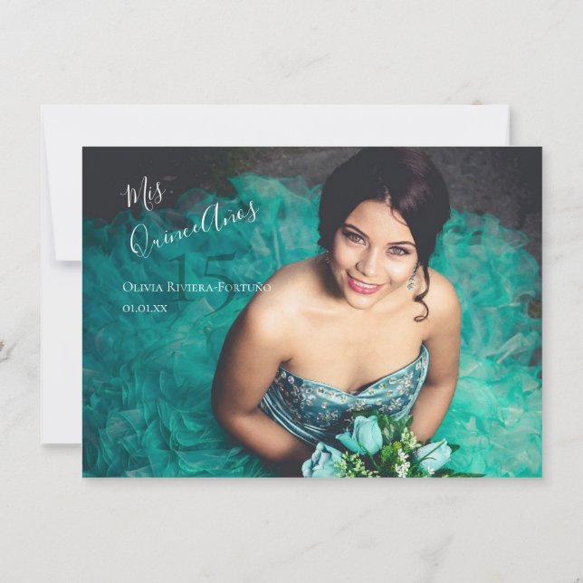 Elegant Quinceanera 15th Birthday Quince Photo Invitation (Back)