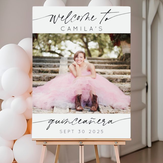 Elegant Quinceanera Birthday Party Photo Welcome Foam Board (Creator Uploaded)