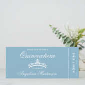 Elegant Quinceanera Blue and White Ticket Invitation (Standing Front)