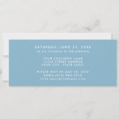 Elegant Quinceanera Blue and White Ticket Invitation (Back)