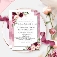 Elegant Quinceañera Burgundy Blush Pink Floral