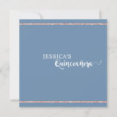 Elegant Quinceanera, Dusty Blue and Blush Floral Invitation (Back)