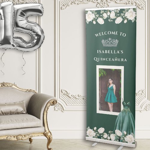 Elegant Quinceanera Emerald Green Princess Photo Retractable Banner