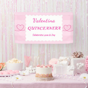 Elegant Quinceañera Floral Bouquet Pink & White Banner